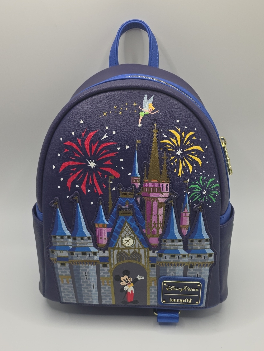 Loungefly Disney Parks Mickey Castle Backpack with Multicolor Fireworks
